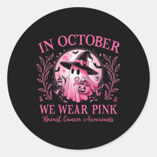 Oktober we Draag roze borstkankerbewustzijn Hallo Ronde Sticker