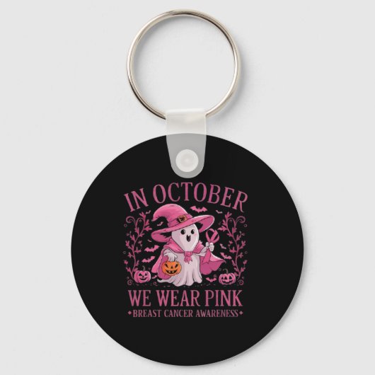 Oktober we Draag roze borstkankerbewustzijn Hallo Sleutelhanger (Voorkant)