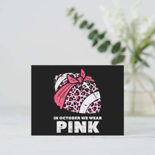 Oktober We Draag roze Football borstkanker Briefkaart (Staand voorkant)