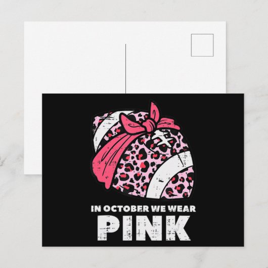 Oktober We Draag roze Football borstkanker Briefkaart (Voorkant / Achterkant)