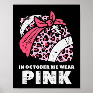 Oktober We Draag roze Football borstkanker Poster
