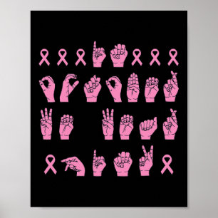 Oktober we Draag Roze Gebarentaal Borstkanker S Poster