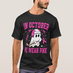 Oktober We Draag Roze Ghost Hockey Borstkanker T-shirt