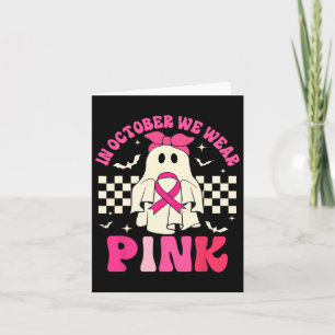 Oktober We Draag Roze Halloween Spook Borstkanker Kaart