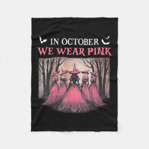 Oktober We Draag Roze Heks Halloween Borstkanker Fleece Deken