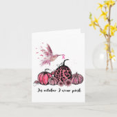 Oktober We Draag Roze Kolibrie Borstkanker Awa Kaart (Gele Bloem)