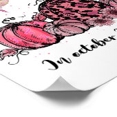 Oktober We Draag Roze Kolibrie Borstkanker Awa Poster (Hoek)