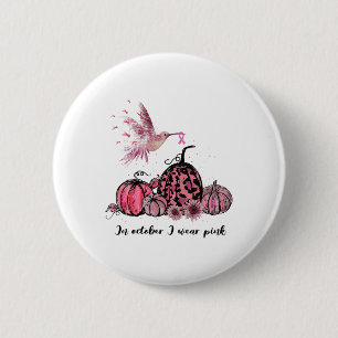 Oktober We Draag Roze Kolibrie Borstkanker Awa Ronde Button 5,7 Cm