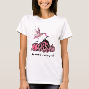 Oktober We Draag Roze Kolibrie Borstkanker Awa T-shirt