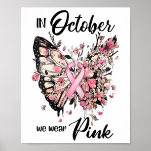 Oktober We Draag Roze Lint Borstkanker Awarenen Poster
