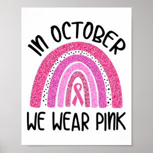 Oktober We Draag Roze Lint Borstkanker Awarenen Poster