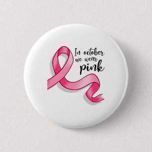 Oktober We Draag Roze Lint Borstkanker Awarenen Ronde Button 5,7 Cm
