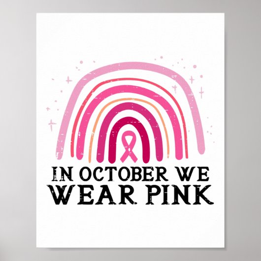 Oktober we Draag roze regenboogborstkanker Awarene Poster (Voorkant)