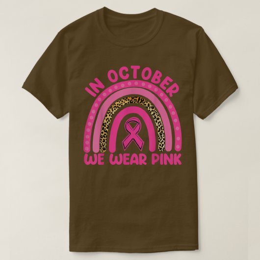 Oktober we Draag roze regenboogborstkanker Awarene T-shirt (Design voorkant)