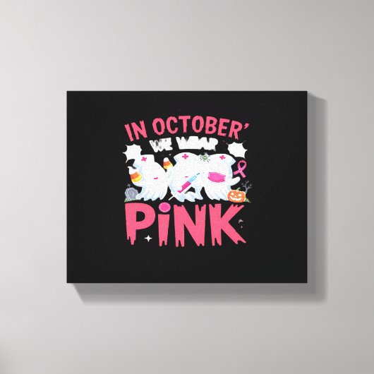 Oktober We Draag Roze Verpleegster Borstkanker Bew Canvas Afdruk (Voorkant)