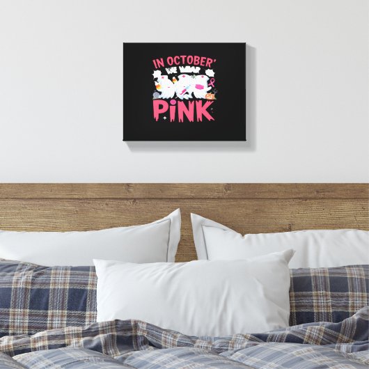 Oktober We Draag Roze Verpleegster Borstkanker Bew Canvas Afdruk (Insitu (Slaapkamer))
