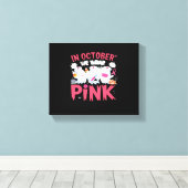 Oktober We Draag Roze Verpleegster Borstkanker Bew Canvas Afdruk (Insitu (Houten vloer))