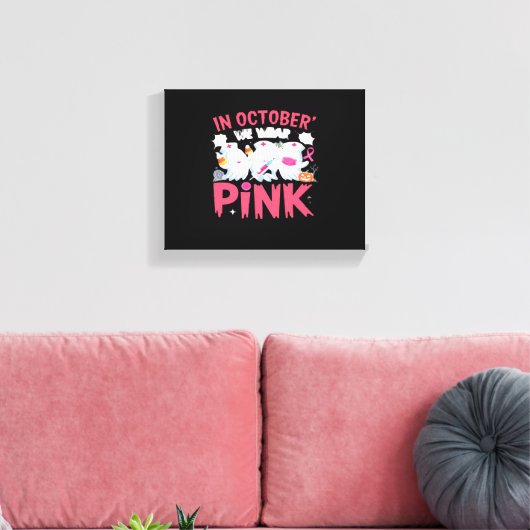 Oktober We Draag Roze Verpleegster Borstkanker Bew Canvas Afdruk (Insitu (Woonkamer))