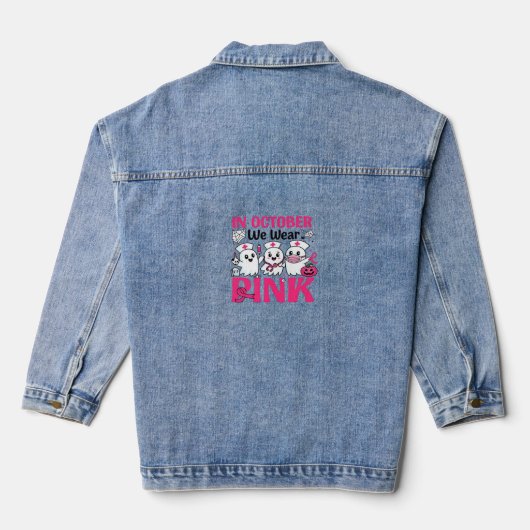 Oktober We Draag Roze Verpleegster Borstkanker Bew Denim Jacket (Achterkant)