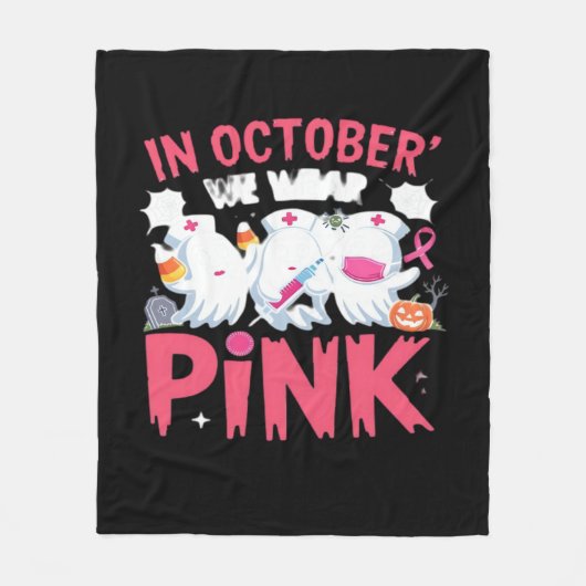 Oktober We Draag Roze Verpleegster Borstkanker Bew Fleece Deken (Voorkant)