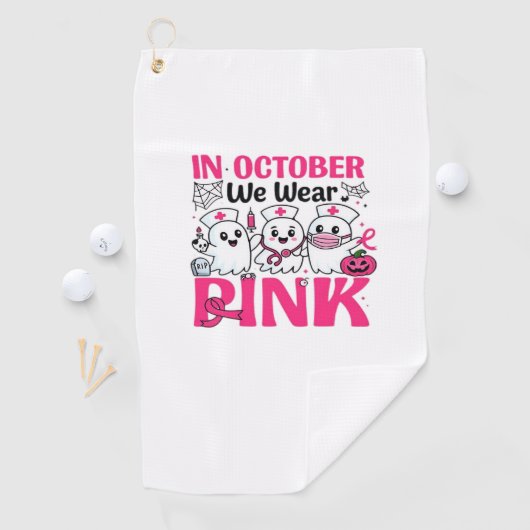 Oktober We Draag Roze Verpleegster Borstkanker Bew Golfhanddoek (Insitu)