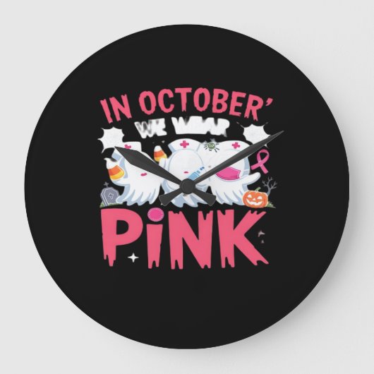 Oktober We Draag Roze Verpleegster Borstkanker Bew Grote Klok (Voorkant)