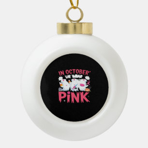 Oktober We Draag Roze Verpleegster Borstkanker Bew Keramische Bal Ornament