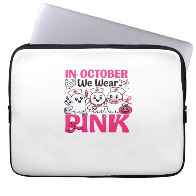 Oktober We Draag Roze Verpleegster Borstkanker Bew Laptop Sleeve (Voorkant)