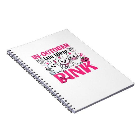 Oktober We Draag Roze Verpleegster Borstkanker Bew Notitieboek (Rechterzijde)