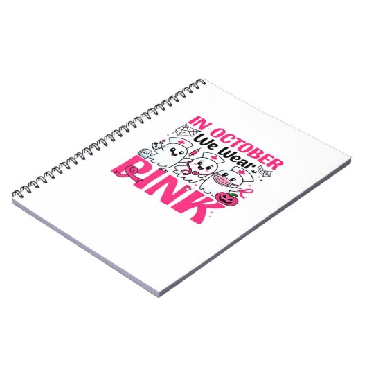 Oktober We Draag Roze Verpleegster Borstkanker Bew Notitieboek (Linkerzijde)