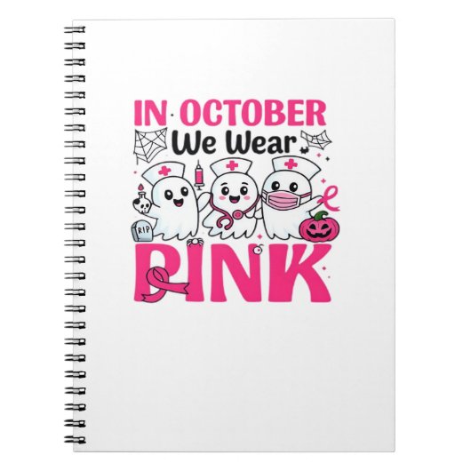 Oktober We Draag Roze Verpleegster Borstkanker Bew Notitieboek (Voorkant)