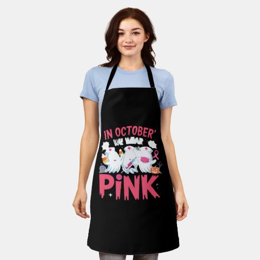 Oktober We Draag Roze Verpleegster Borstkanker Bew Schort (Gedragen)