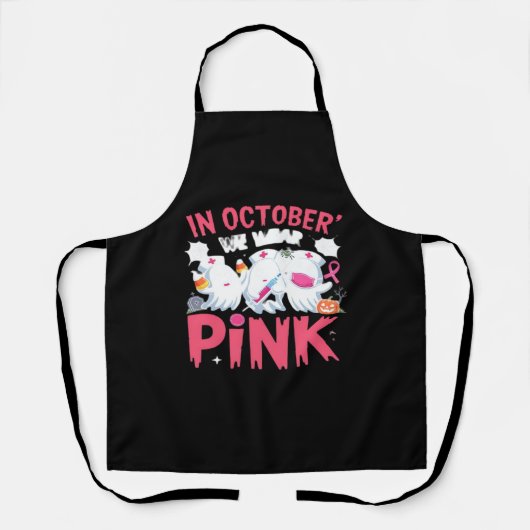 Oktober We Draag Roze Verpleegster Borstkanker Bew Schort (Voorkant)
