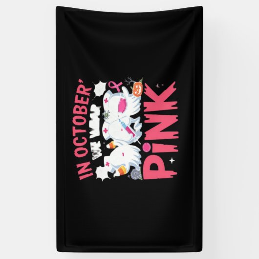 Oktober We Draag Roze Verpleegster Borstkanker Bew Spandoek (Verticaal)