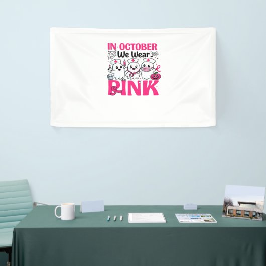 Oktober We Draag Roze Verpleegster Borstkanker Bew Spandoek (Beurs)
