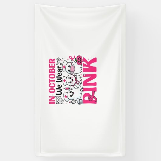 Oktober We Draag Roze Verpleegster Borstkanker Bew Spandoek (Verticaal)