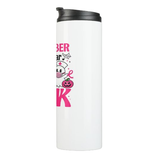 Oktober We Draag Roze Verpleegster Borstkanker Bew Thermosbeker (Geroteerd rechts)