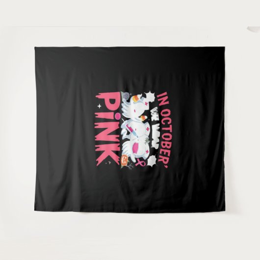 Oktober We Draag Roze Verpleegster Borstkanker Bew Wandkleed (Voorkant (horizontaal))