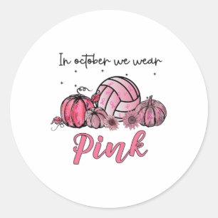 Oktober We Draag Roze Volleybal Borstkanker Award Ronde Sticker