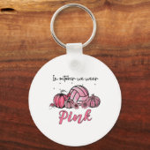 Oktober We Draag Roze Volleybal Borstkanker Award Sleutelhanger (Voorkant)