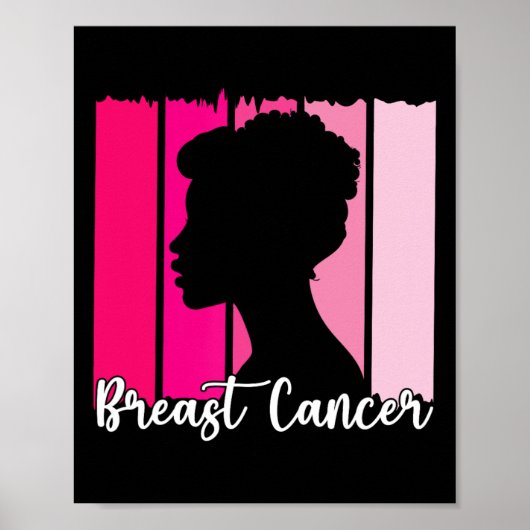 Oktober We Draag Roze Zwart Afro Vrouwen Borstkank Poster (Voorkant)