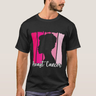 Oktober We Draag Roze Zwart Afro Vrouwen Borstkank T-shirt