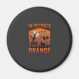 Oktober We dragen oranje Halloween Pompoen Lama Sc Magneet