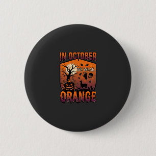 Oktober We dragen oranje Halloween Pompoen Lama Sc Ronde Button 5,7 Cm