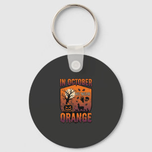 Oktober We dragen oranje Halloween Pompoen Lama Sc Sleutelhanger