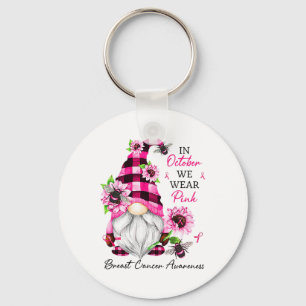 Oktober We dragen Roze Gnome Borstkanker Bewustzij Sleutelhanger