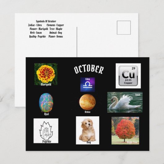 Oktober Weegschaal Geboortemaand Briefkaart (Voorkant / Achterkant)