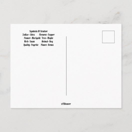 Oktober Weegschaal Geboortemaand Briefkaart (Achterkant)