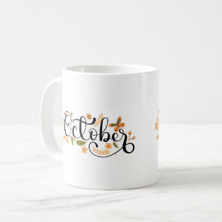 Oktober Whimsy - Herfst Vlinder & Bloemen Script Koffiemok