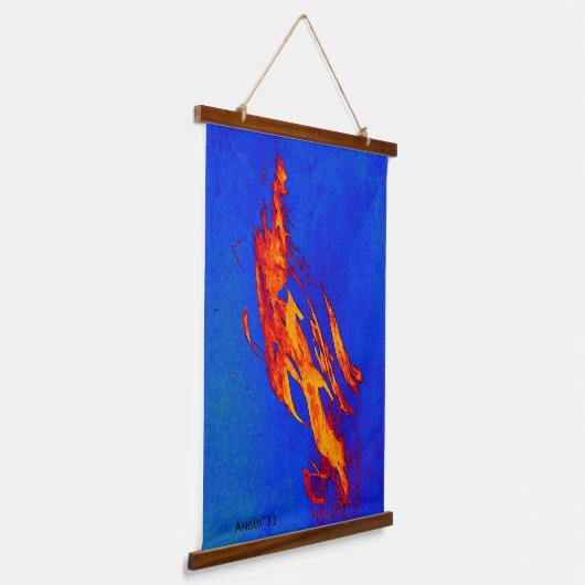 Oktober Wind Kleurrijke Tapestry diep blauw en gou Hangend Wandkleed (Gebogen)